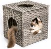 Mewoofun Handmade Cat Supplies Cat House for Indoor Woven Rattan Designed Pets