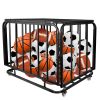 Foldable Mental Sports Ball Storage Cart Rolling Ball Cart with Lid and Wheels Large Capacity Basketballs Organizer for Gym, School, Club, Indoor and