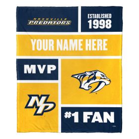 [Personalization Only] OFFICIAL NHL Colorblock Personalized Silk Touch Sherpa Throw Blanket - Nashville Predators (Type: Personalization Only)