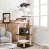 Wood Multi-Layer Platform Cat Tree with Scratch Resistant Rope