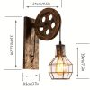 Retro Industrial Wall Sconce, 1Pack Antique Brass Vintage Plug In Wall Lighting, Industrial Lantern Retro Lamp Metal Wall Light Fixtures For Bedside B