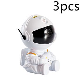 Mini Version Of Astronaut Star Projection Lamp Creative Gift Atmosphere Decorative Lamp Colorful Flowing Starry Night Light (Option: White star 3pcs-USB)