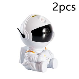 Mini Version Of Astronaut Star Projection Lamp Creative Gift Atmosphere Decorative Lamp Colorful Flowing Starry Night Light (Option: White star 2pcs-USB)