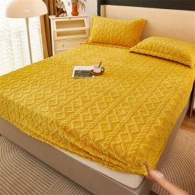 Winter Thermal Flannel Coral Fleece Fitted Sheet Fleece-lined Non-slip Bedspread (Option: Bright Yellow-120cm200cm)