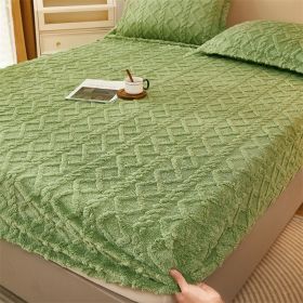 Winter Thermal Flannel Coral Fleece Fitted Sheet Fleece-lined Non-slip Bedspread (Option: Lime Green-120cm200cm)