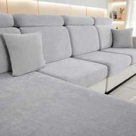 Thickened Chenille Sofa Cover Lazy All-inclusive (Option: Light Gray-Small Three)