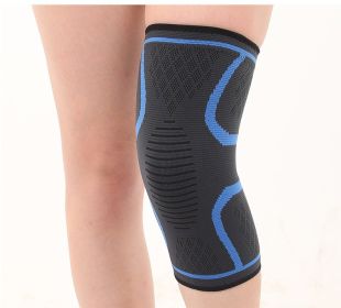 Double Corrugated Non-slip Stretch Keep Warm Nylon Needle Sports Kneecaps (Option: Dark blue-S)