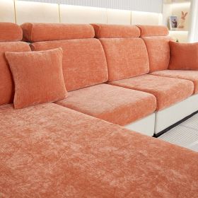 Thickened Chenille Sofa Cover Lazy All-inclusive (Option: Advanced Orange-Small Three)